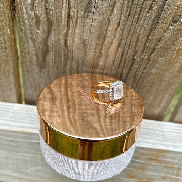 Gorgeous Moonstone/Authentic Diamonds Rose Gold Ring Size 8 - Picture 6 of 9